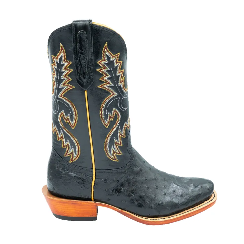 BLACK FULL QUILL OSTRICH made by Fengolio Boots