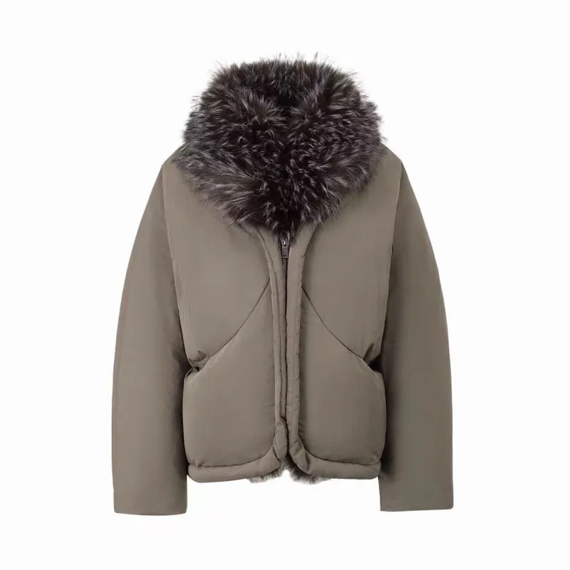 BALIANG Nest Fur Puffer Jacket-Moss Gray sold by BALIANG