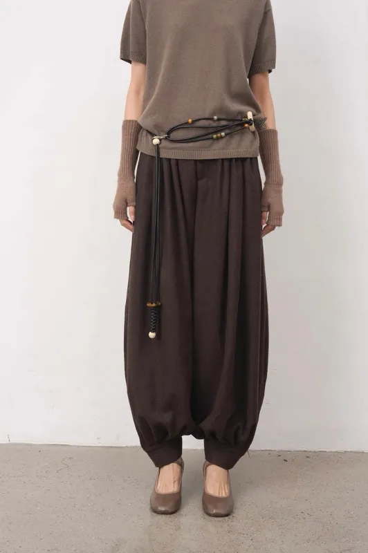 BALIANG Tapered Pleated Trousers-Coffee Brown made by 96 Dragon Studio