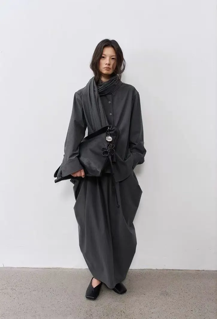 BALIANG Cocoon Pleated Skirt-Grey sold by BALIANG product image thumbnail 3