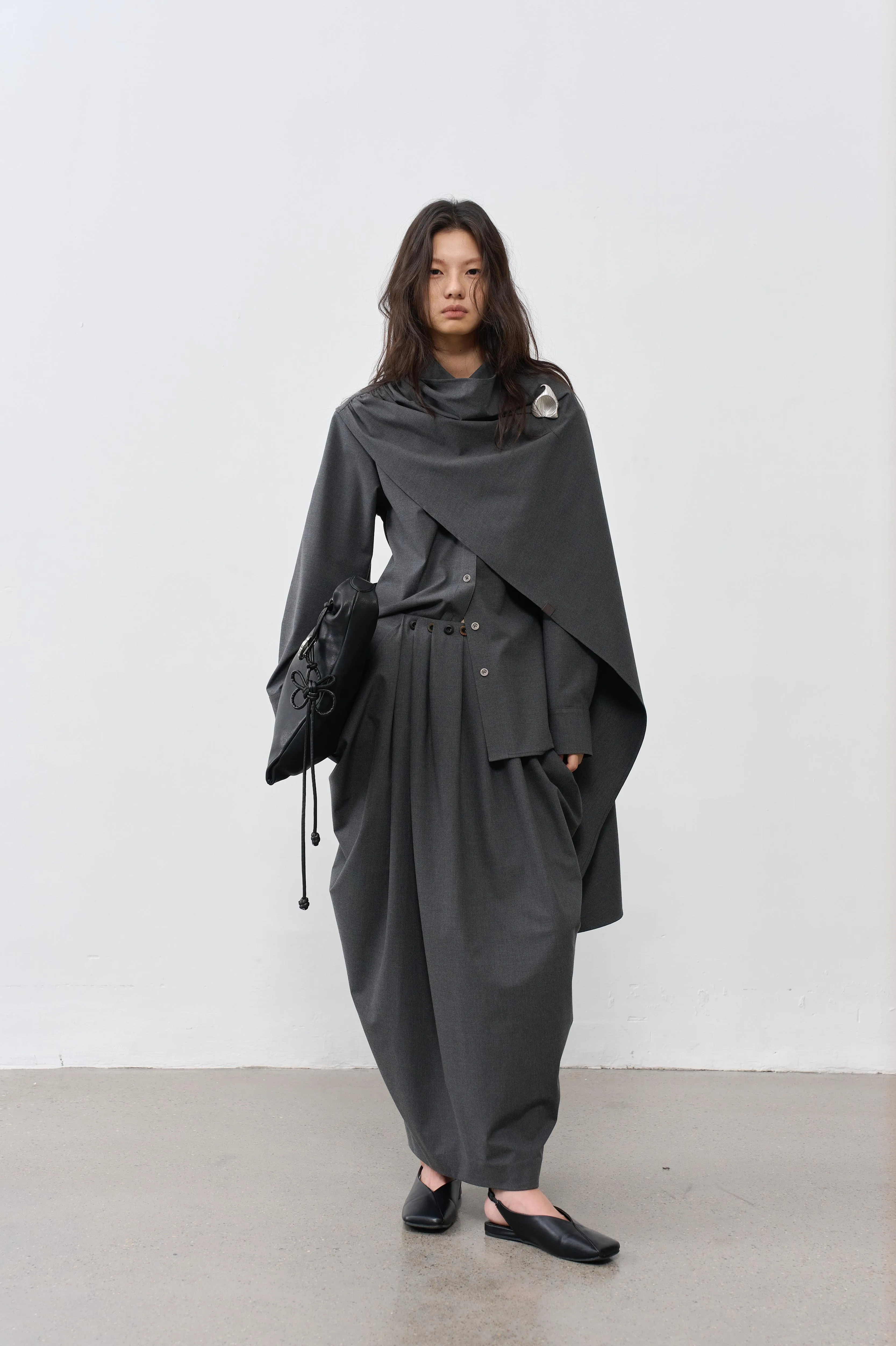 BALIANG Cocoon Pleated Skirt-Grey sold by BALIANG product image thumbnail 2