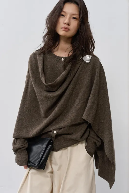 BALIANG Tent Wool Cardigan-Brown sold by BALIANG