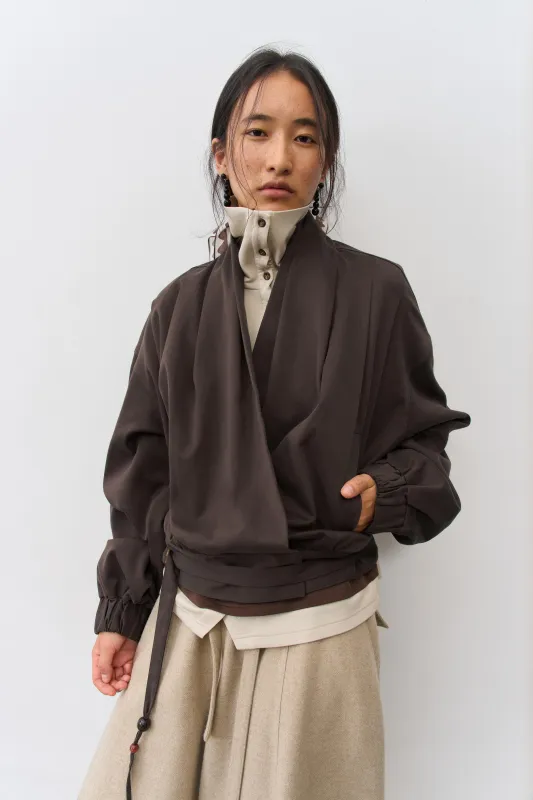 BALIANG Pleated Wrap Jacket-Brown sold by BALIANG