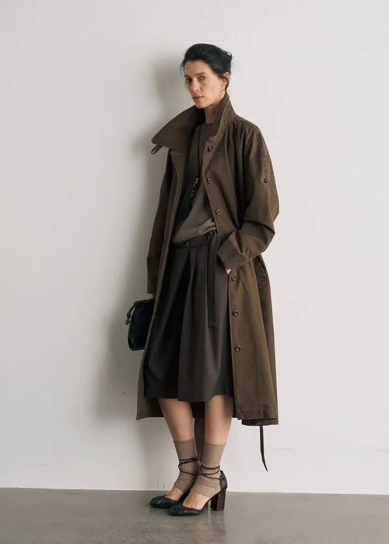 BALIANG Enzyme Scarf Trench Coat-Misty Brown sold by BALIANG product image thumbnail 5