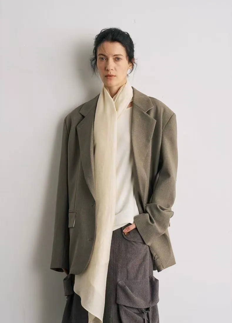 BALIANG Nomadic Scarf Blazer-Husk Green sold by BALIANG