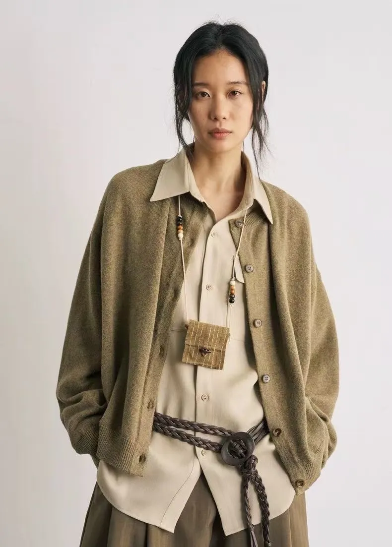 BALIANG Merino Wool Cardigan-Yellow Moss sold by BALIANG product image thumbnail 4