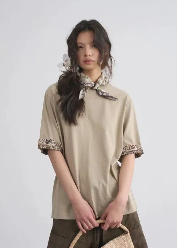 BALIANG Folded-Sleeve T-Shirt-Beige made by 96 Dragon Studio