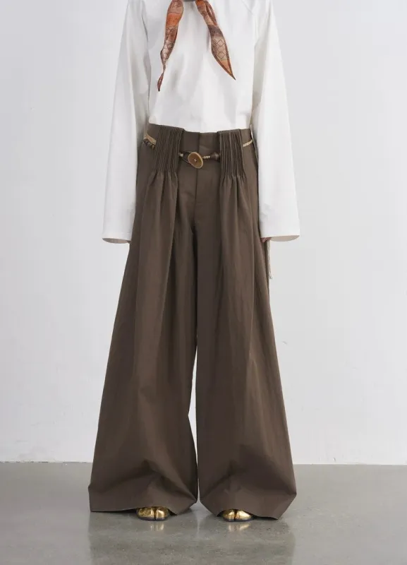 BALIANG Pleated Casual Pants-Sandalwood Brown made by 96 Dragon Studio