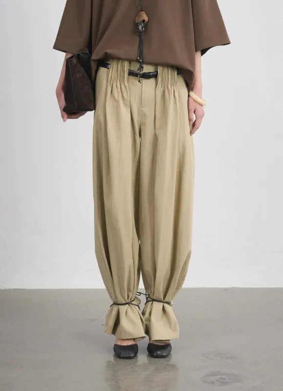 BALIANG Pleated Casual Pants-Sand Khaki made by 96 Dragon Studio
