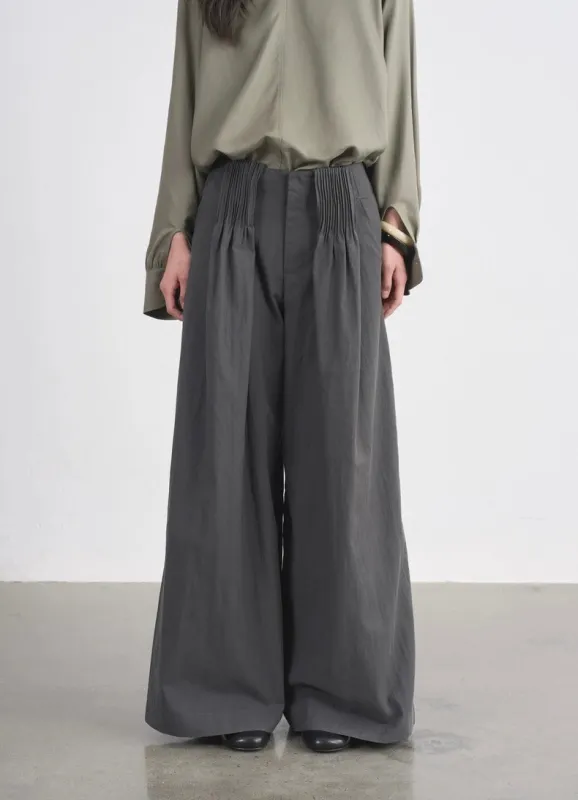 BALIANG Pleated Casual Pants-Rime Gray made by 96 Dragon Studio