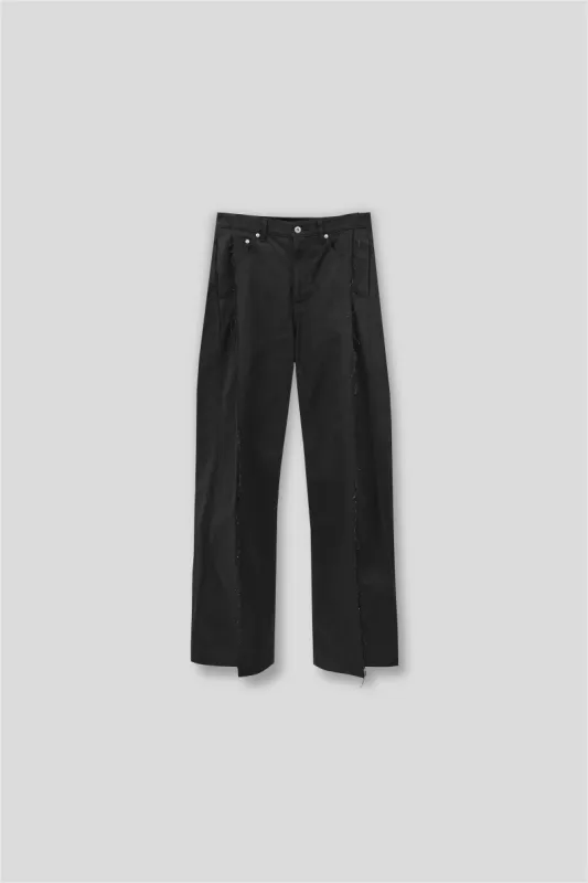 AMALIA WIDE-LEG RAW DENIM IN JET BLACK sold by vuja dè