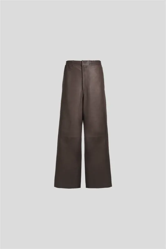 DEAN LEATHER AFFIX PANTS IN CEDAR BROWN sold by vuja dè