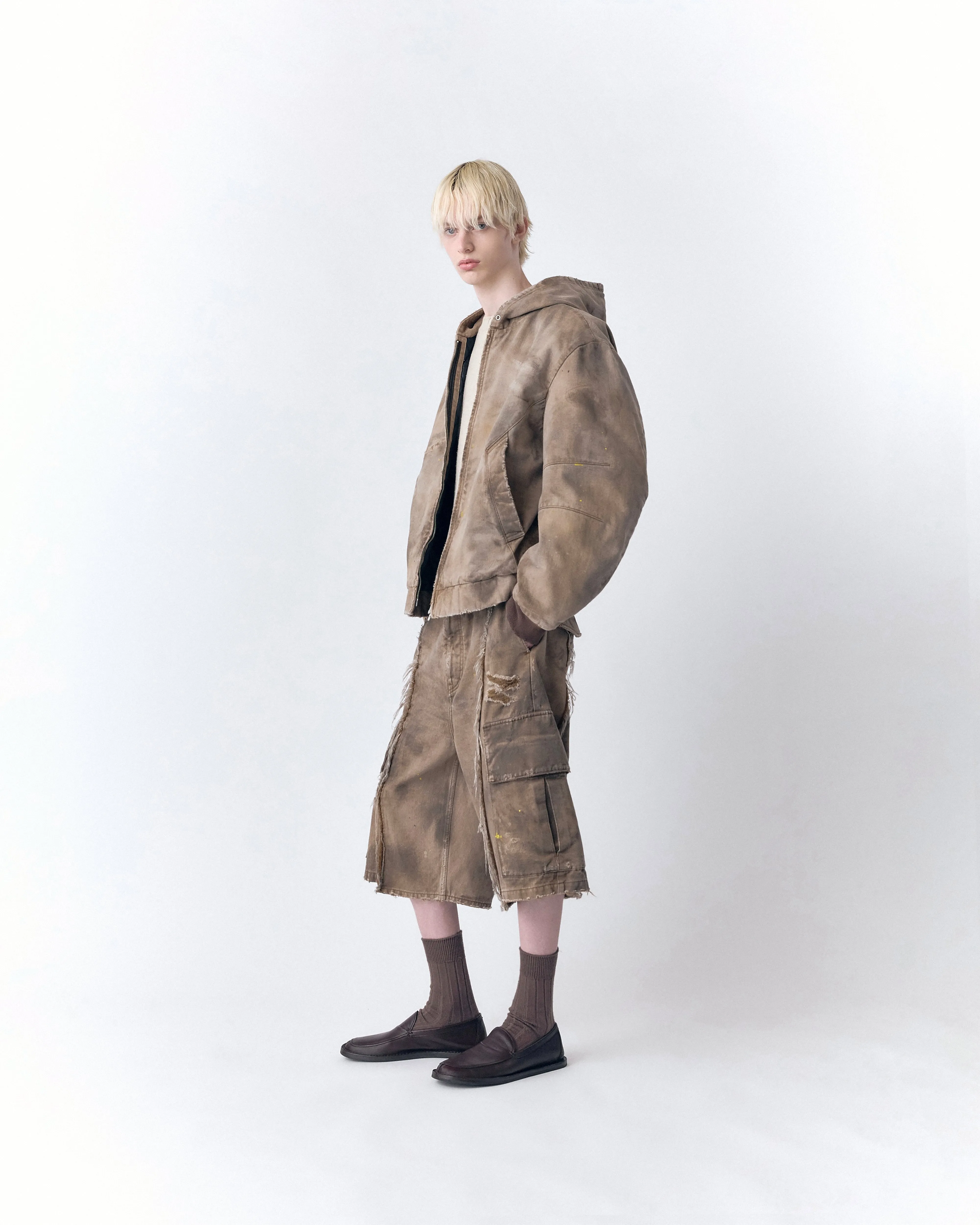 DAX DESTROYED AFFIX CARGO SHORTS IN BRUSHED COTTON sold by vuja dè product image thumbnail 5