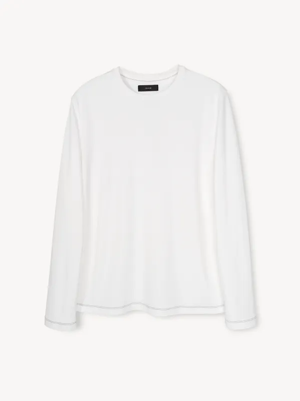 Contrast Stitch Long-Sleeve Top in Suvin Cotton sold by vuja dè