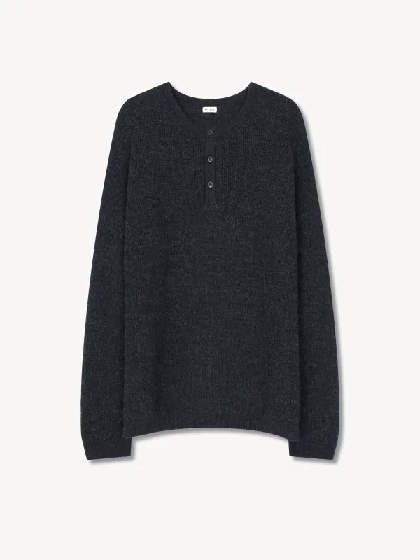 Midas Henley Knit Sweater in Suvin Cotton & Wool sold by vuja dè