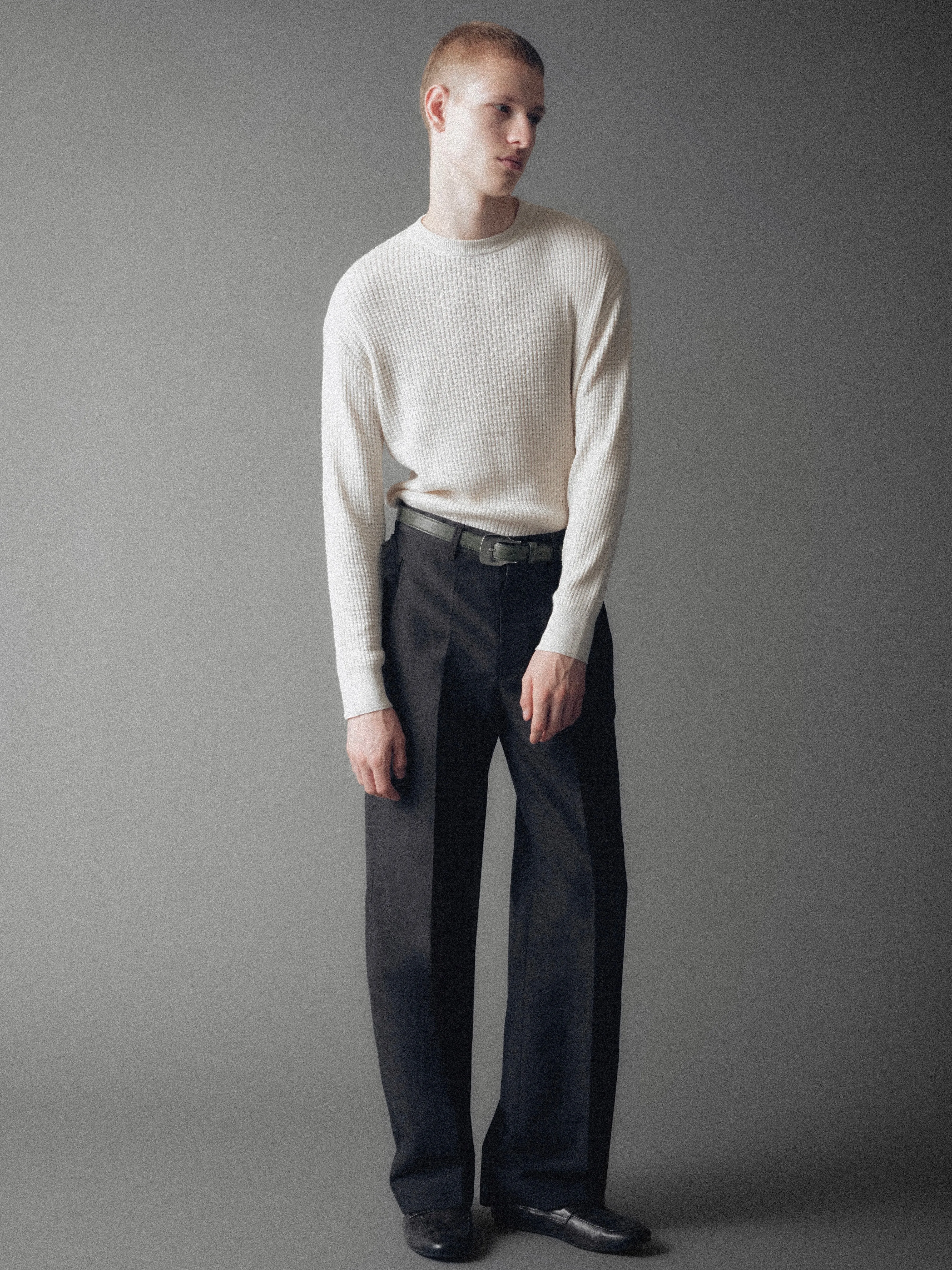 Hugh Waffle Knit Sweater in Silk sold by vuja dè product image thumbnail 3