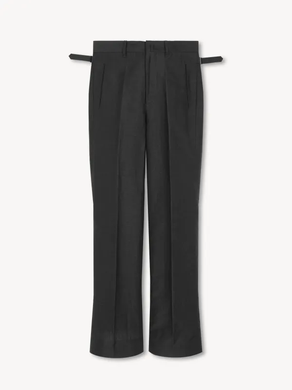 Dylan Flared Trousers in Linen & Wool sold by vuja dè