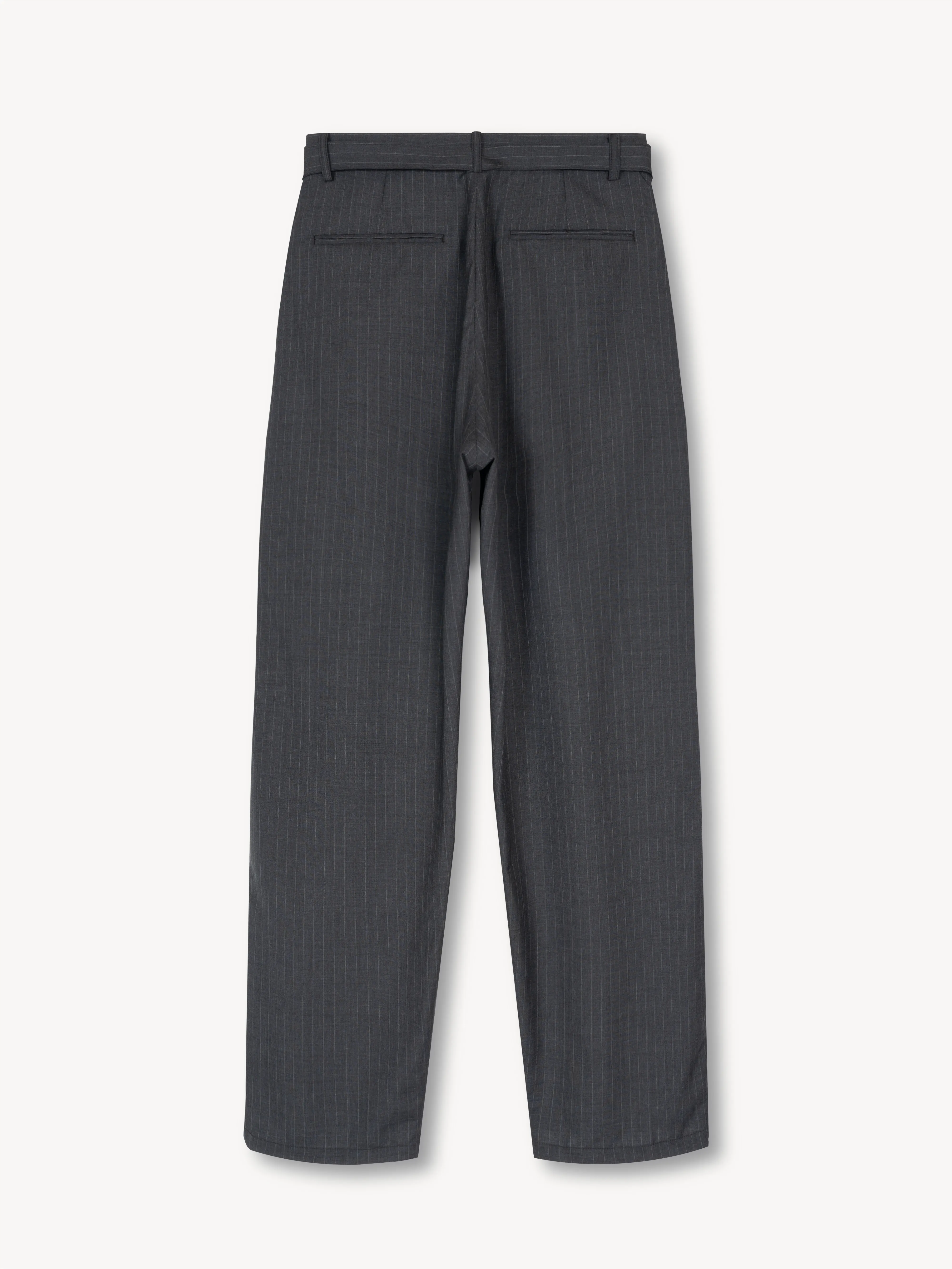 Ren Pinstripe Belted Tuck Trousers in Wool sold by vuja dè product image thumbnail 2