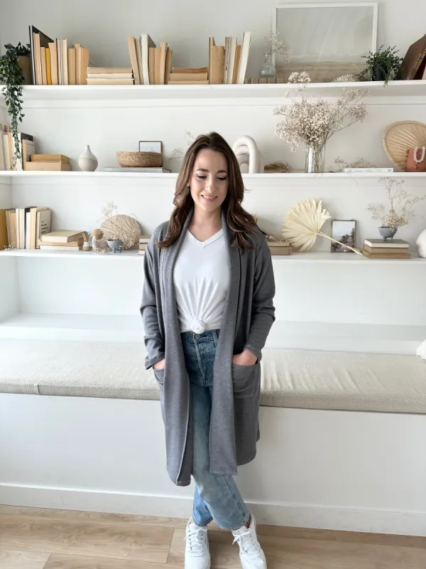 Kerstin Cardigan with Pockets in Grey sold by Ang Hill