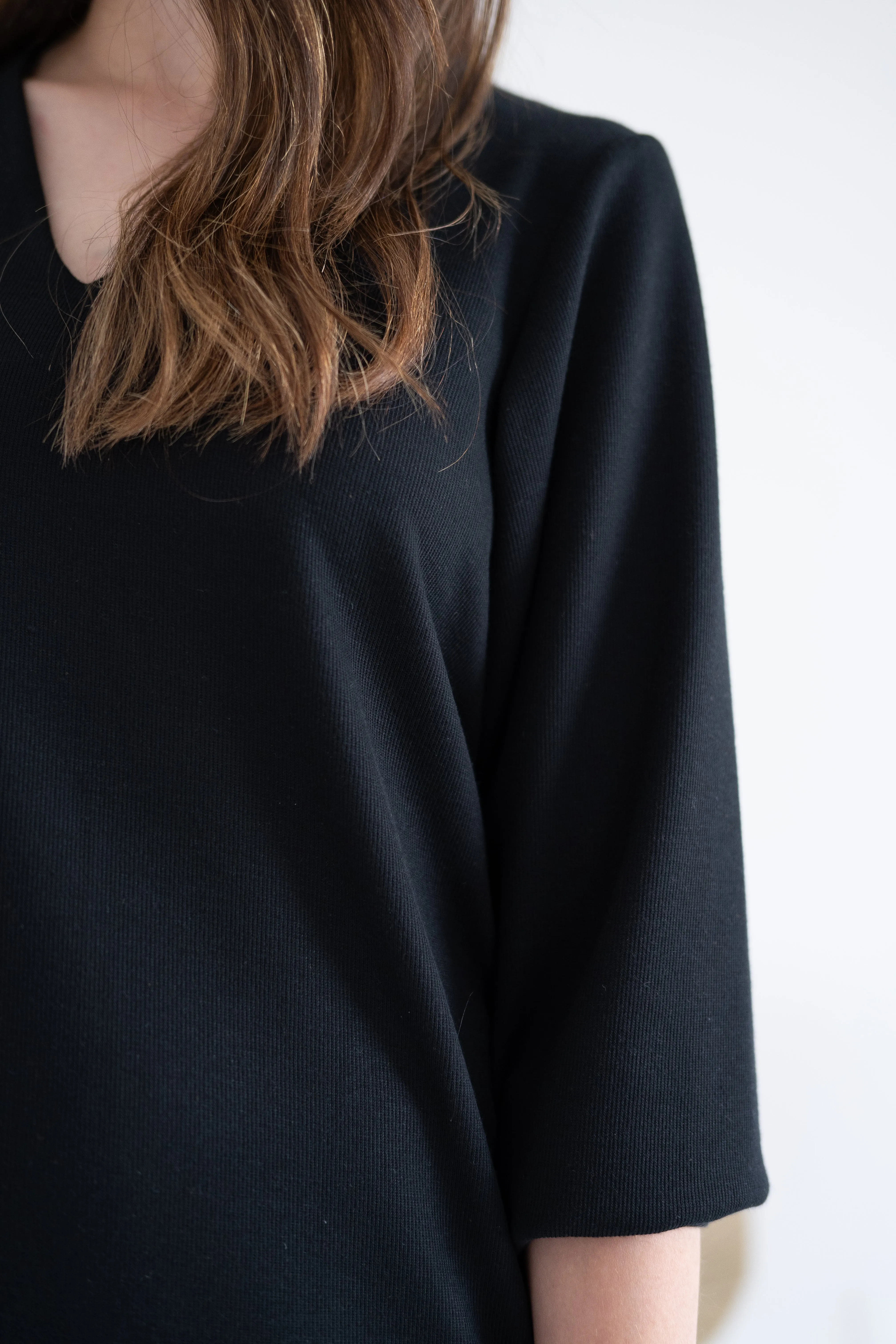 Ally V-neck Long Sleeved Sweater Dress in Black sold by Ang Hill product image thumbnail 4