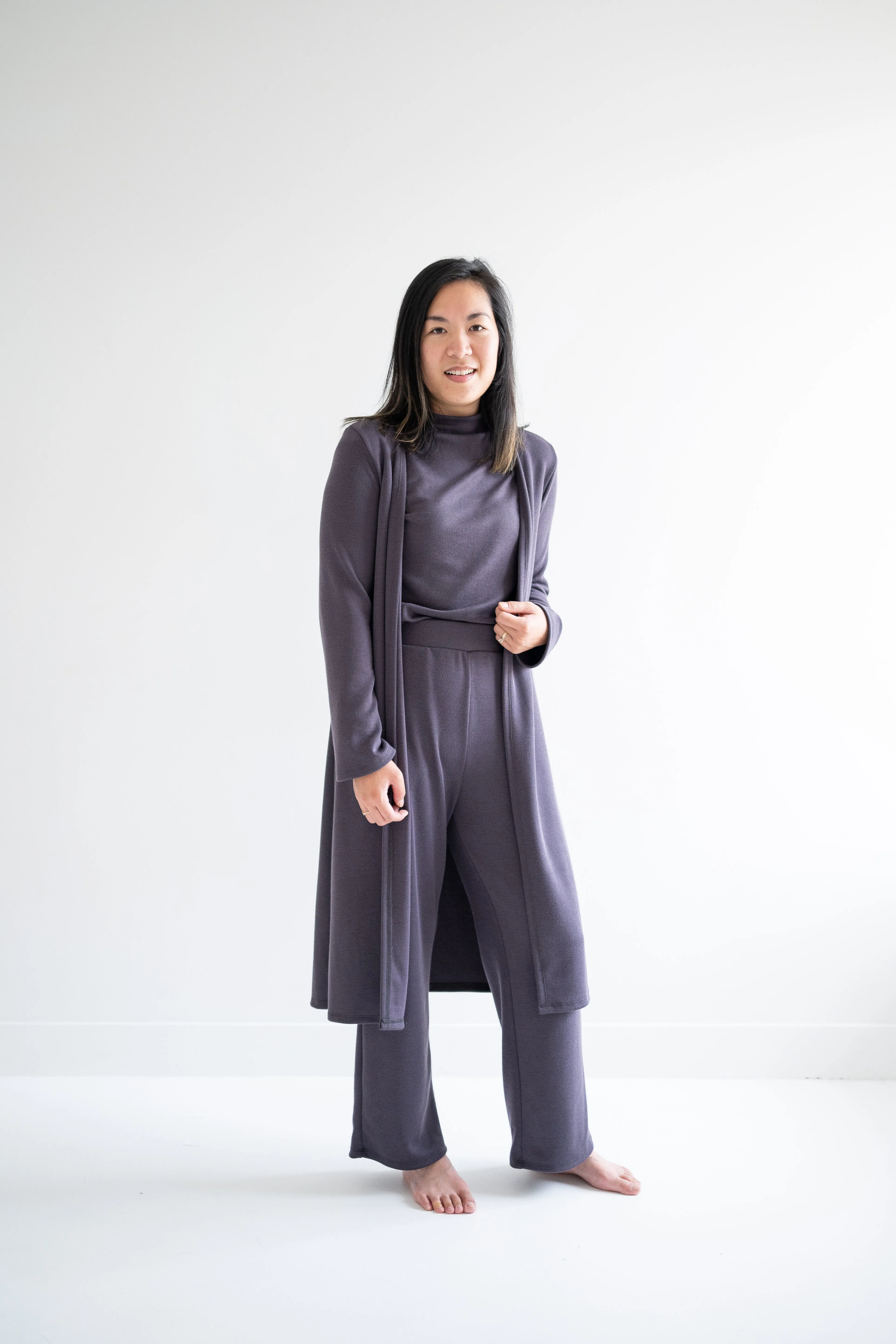 Carolina Long Cardigan in Fig sold by Ang Hill