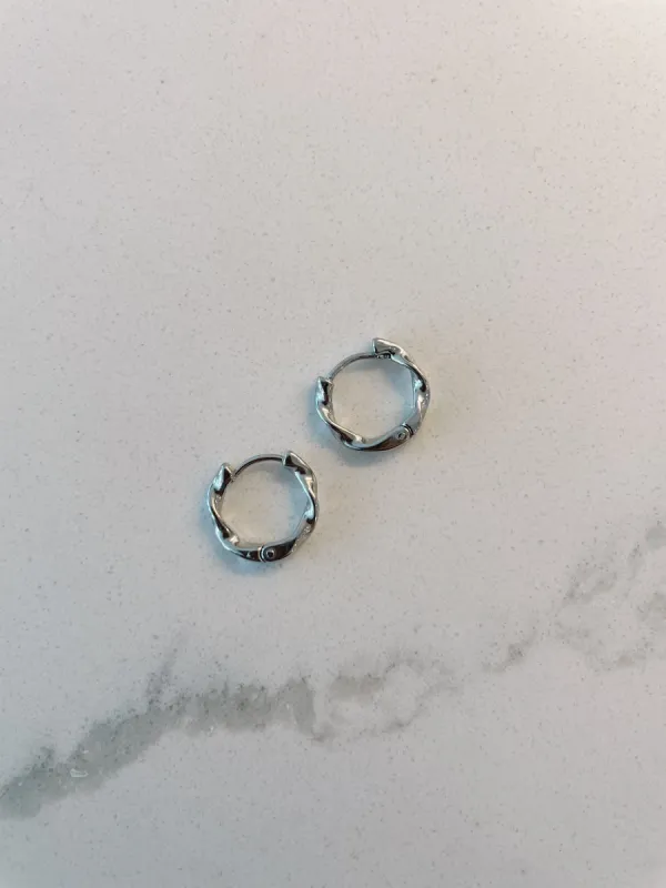 Twist White Gold Plated Hoops sold by Ang Hill