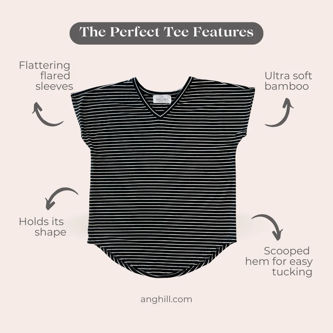 Bennie Bamboo V-neck T-shirt in Navy and Charcoal sold by Ang Hill product image thumbnail 5