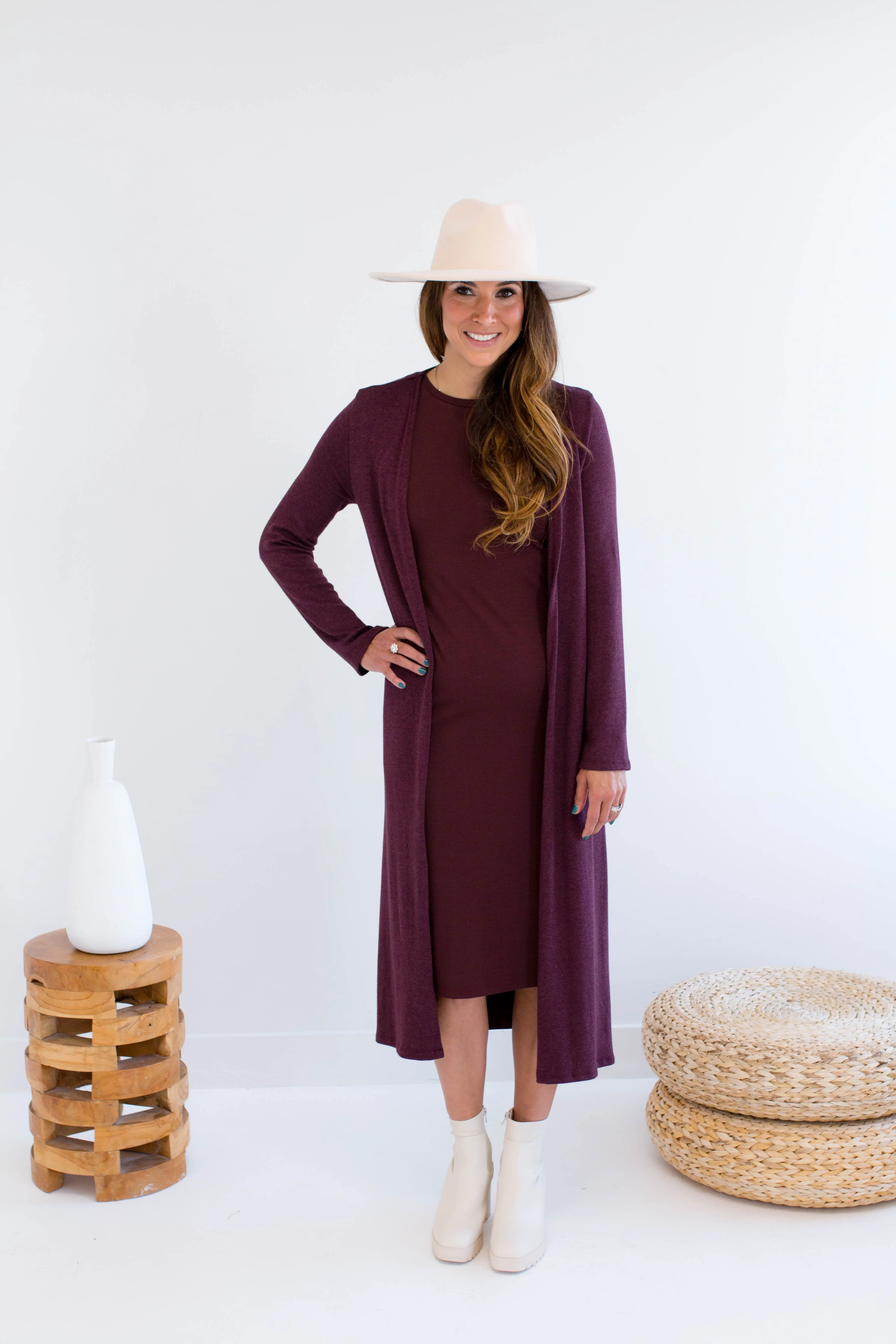 Carolina Long Duster Cardigan in Merlot FINAL SALE sold by Ang Hill product image thumbnail 4