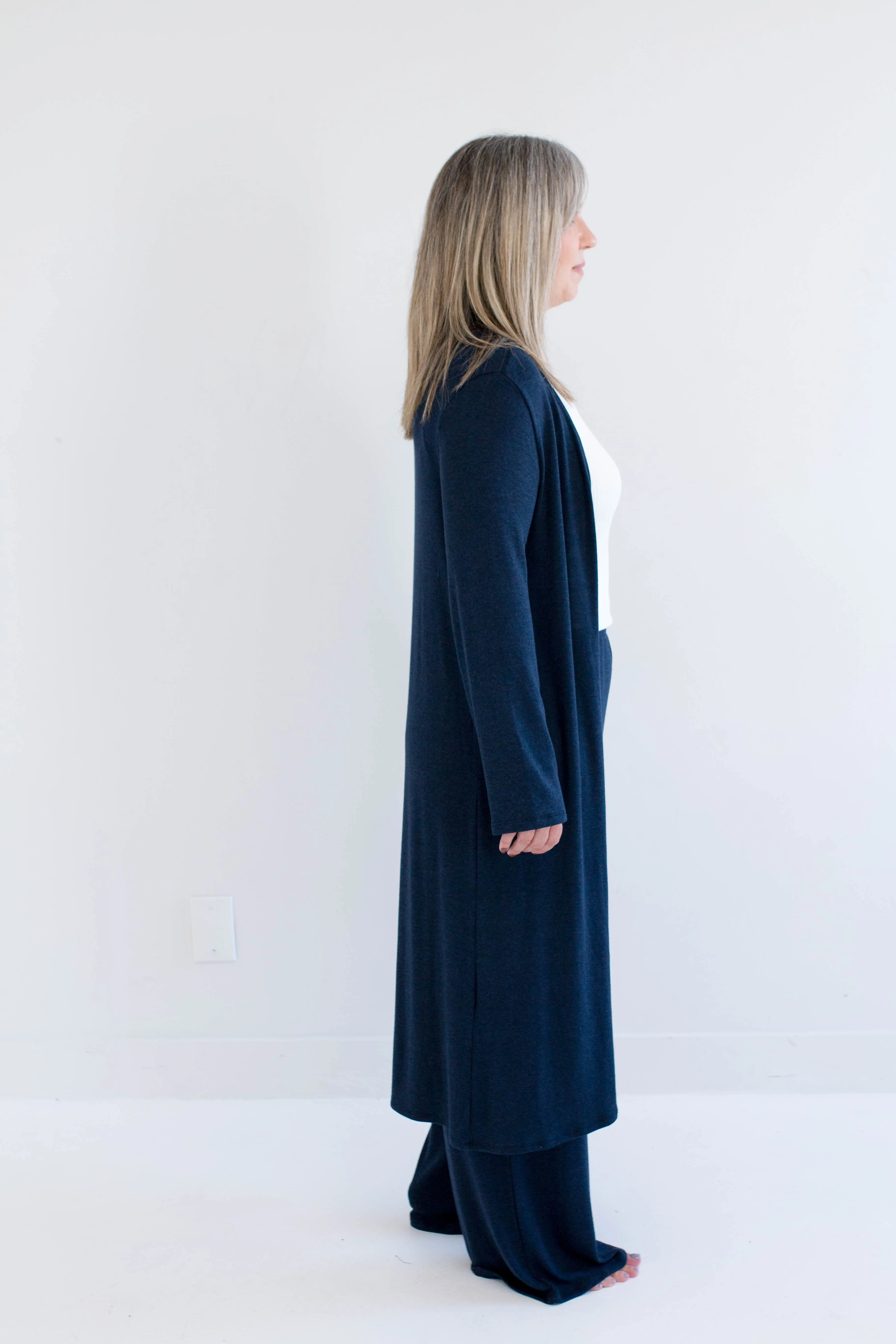 Carolina Long Duster Cardigan in Navy sold by Ang Hill product image thumbnail 3