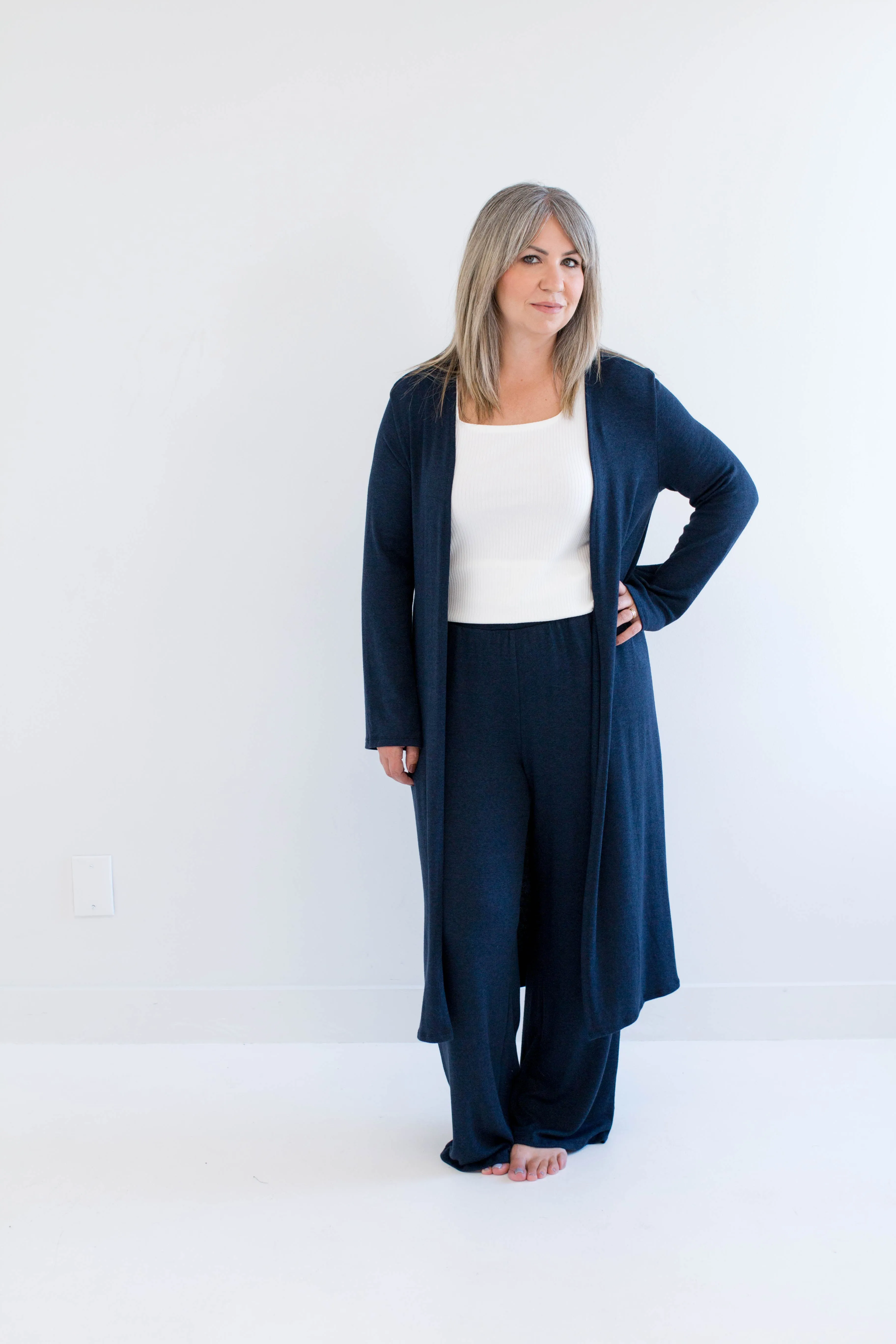 Carolina Long Duster Cardigan in Navy sold by Ang Hill product image thumbnail 2