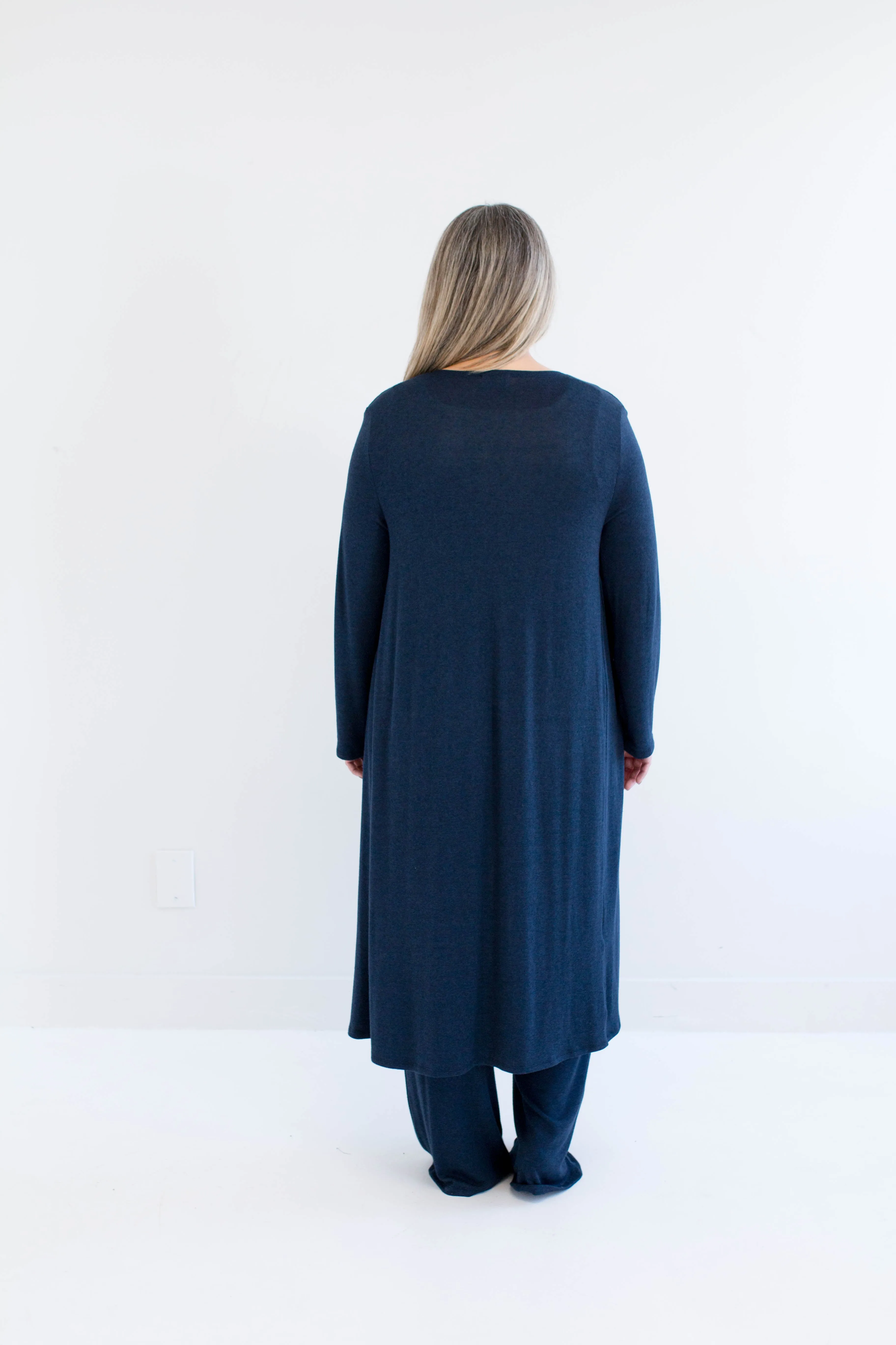 Carolina Long Duster Cardigan in Navy sold by Ang Hill product image thumbnail 4