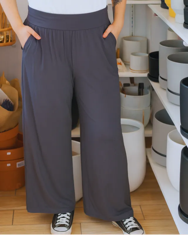 Bree Bamboo Women's Wideleg Pants in Charcoal sold by Ang Hill