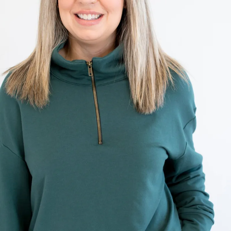 [PRE-ORDER] Sophie 1/2 Zip Bamboo Sweater in Pine, Navy, Mocha or Black sold by Ang Hill