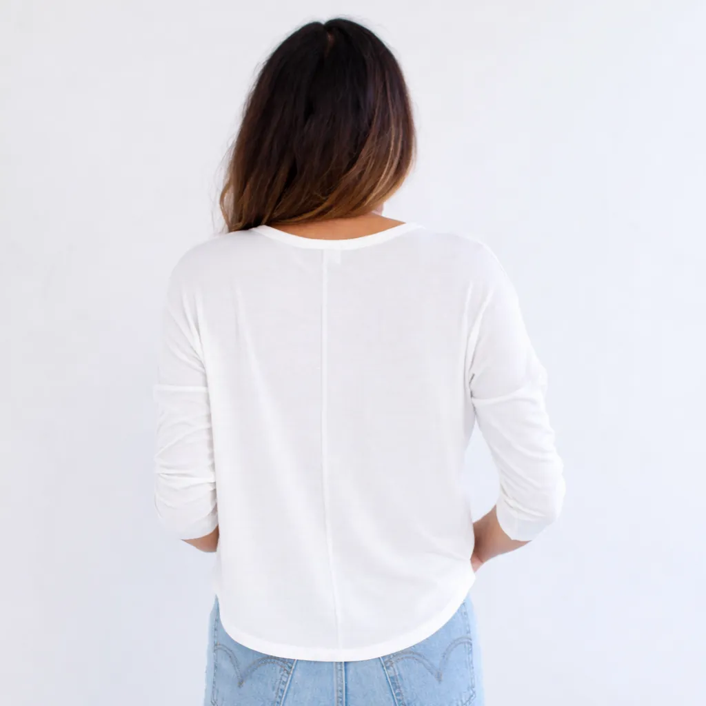 Monika 3/4 Sleeve Bamboo T-shirt in White sold by Ang Hill product image thumbnail 2