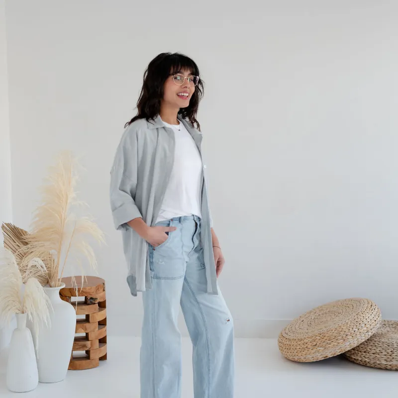 [PRE-ORDER] Maeve Oversized Hemp Organic Cotton Button Down Shirt ~ ships 4-5 weeks made by Ang Hill