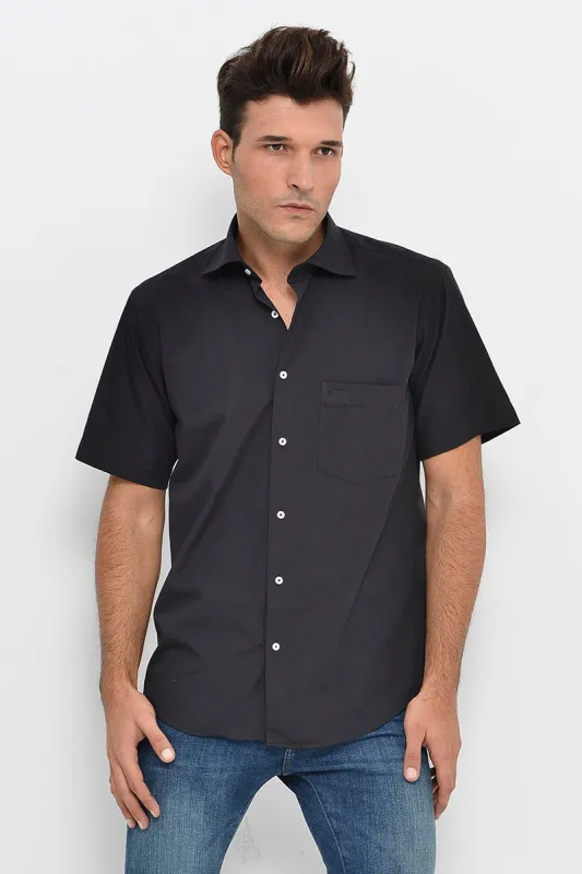 Plain Short Sleeves Black Men Shirt - Wessi sold by Wessi