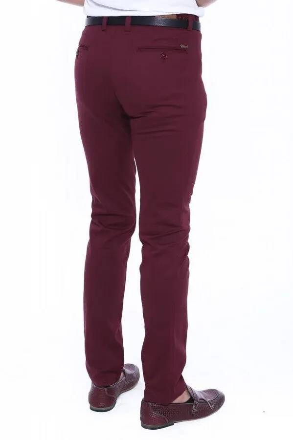 Patterned Burgundy Cotton Trousers - Wessi sold by Wessi product image thumbnail 2