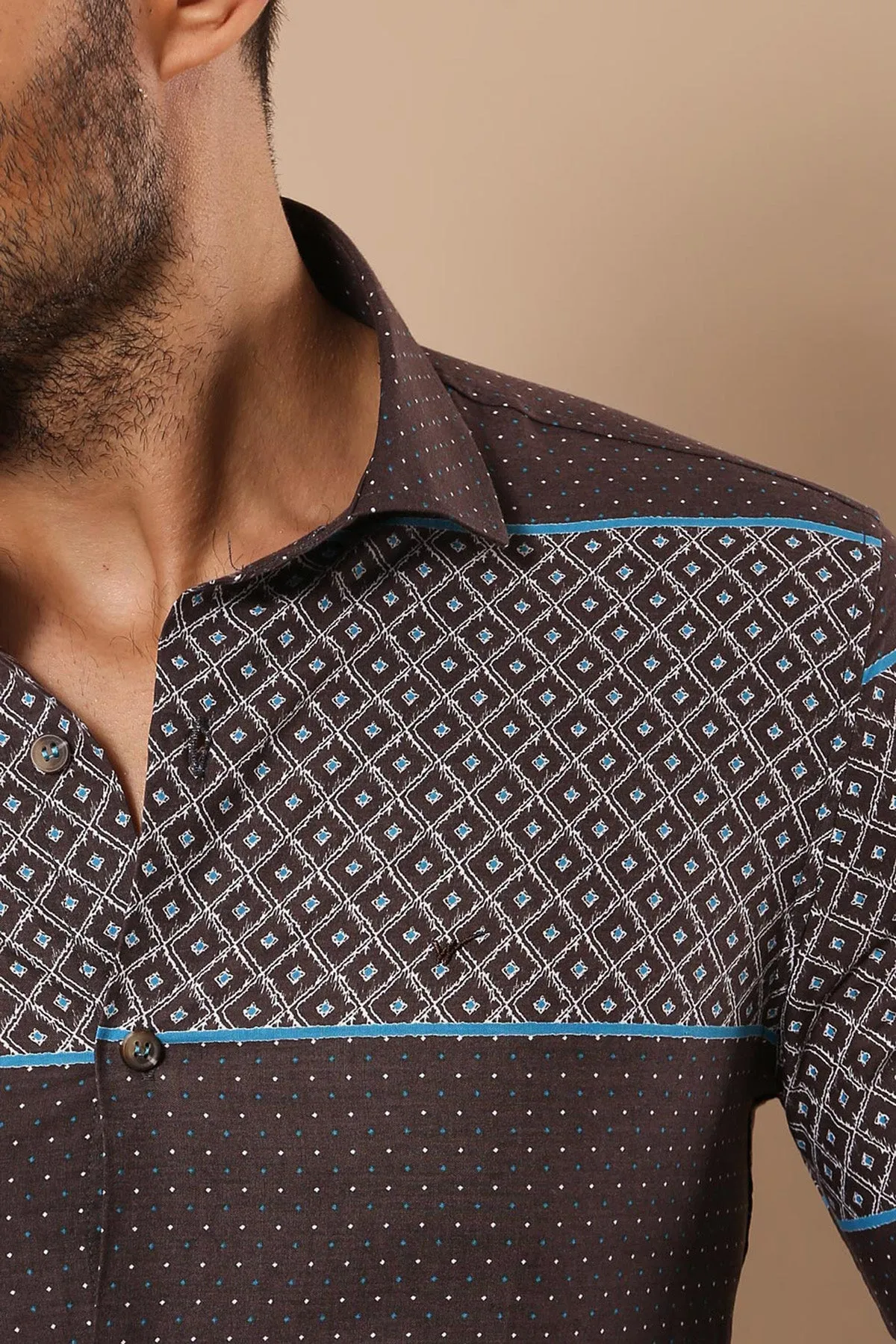Printed Cotton Brown Shirt - Wessi sold by Wessi product image thumbnail 2
