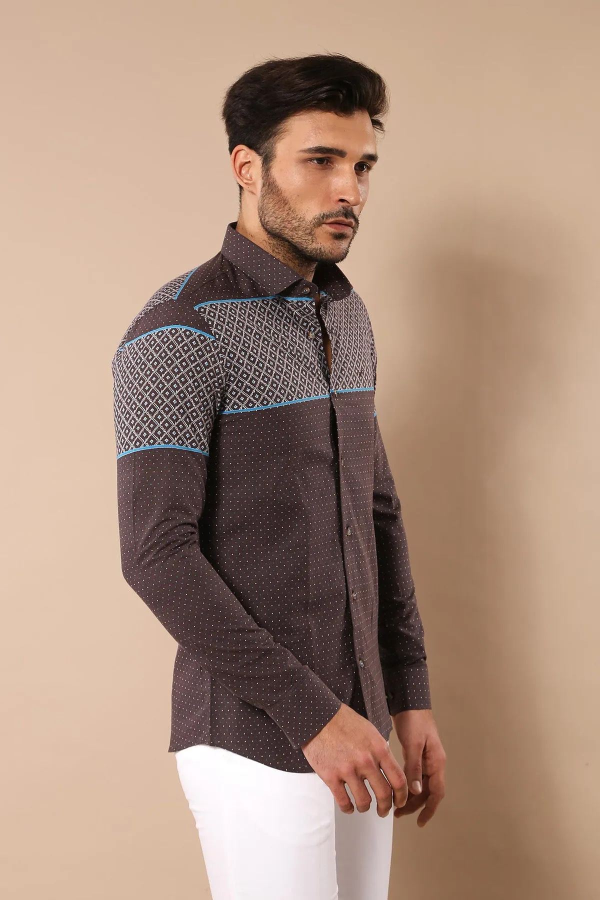 Printed Cotton Brown Shirt - Wessi sold by Wessi product image thumbnail 3