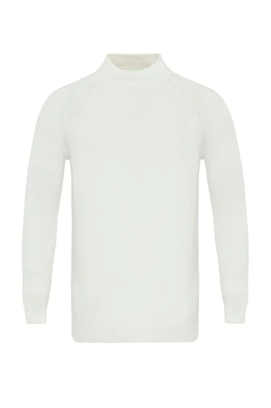 Ecru Crew Neck Slim Fit Knitwear Sweater - Wessi sold by Wessi