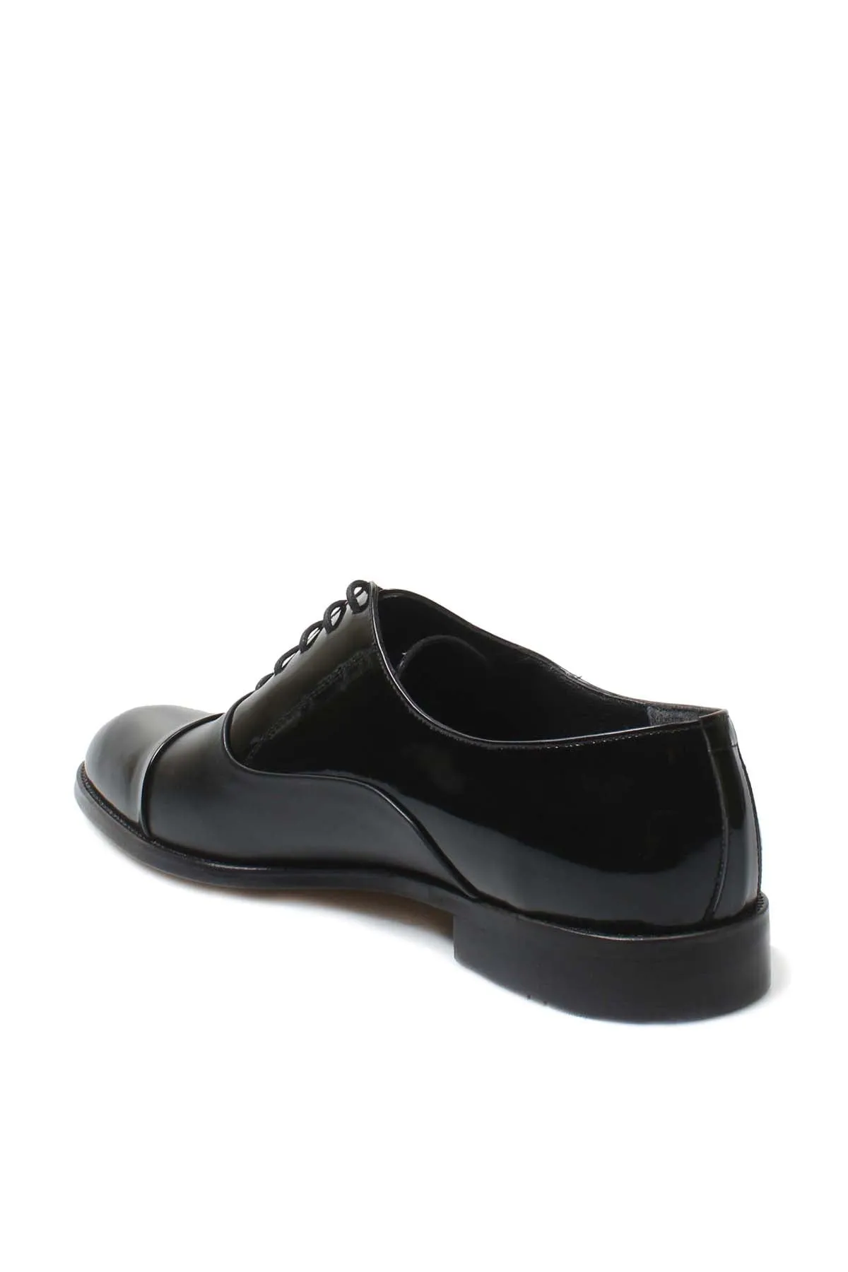 Men's Black Leather Oxford Shoes with Cap Toe and Glossy Finish - Wessi sold by Wessi product image thumbnail 2