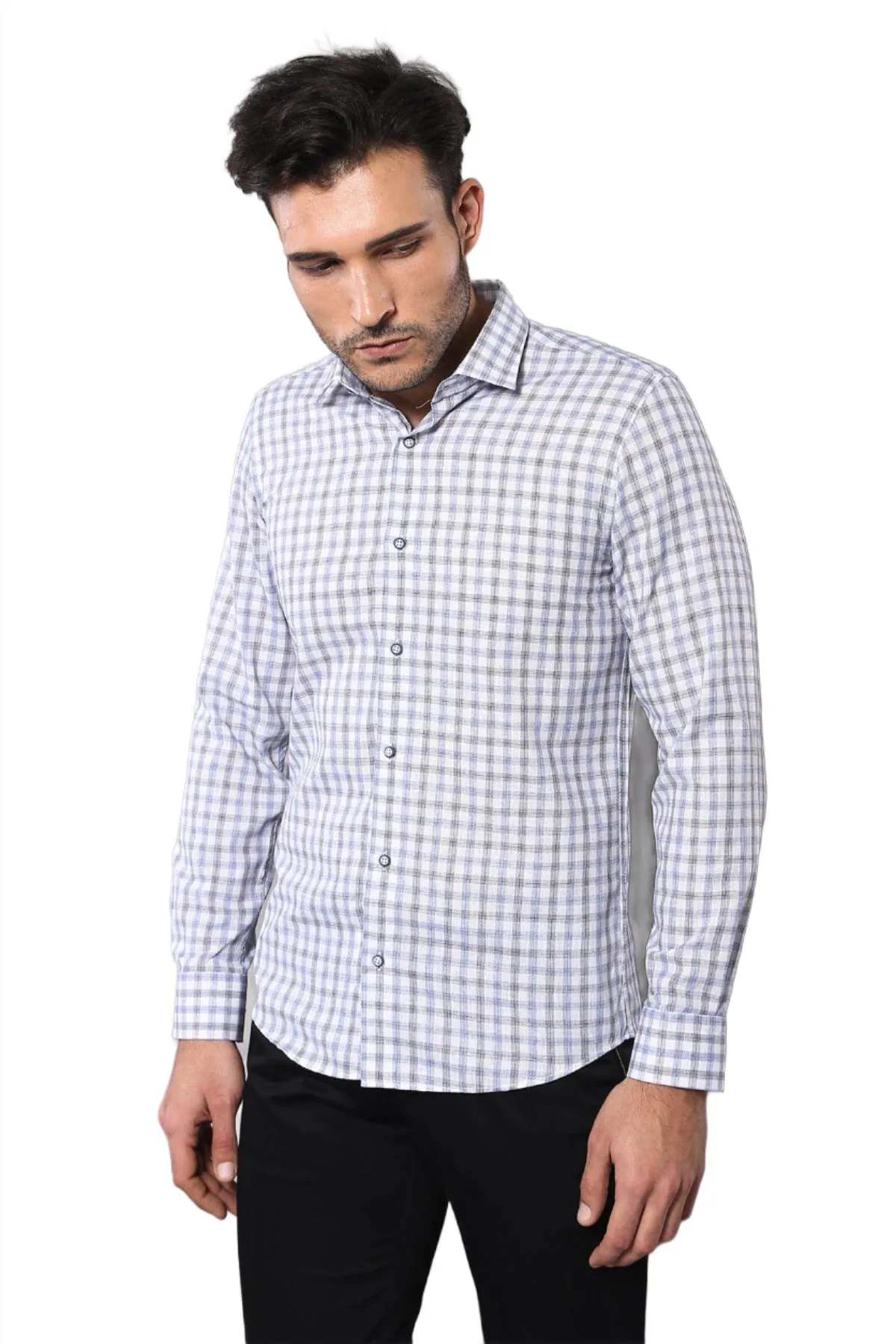 Blue Slim Fit Check Shirt - Wessi sold by Wessi