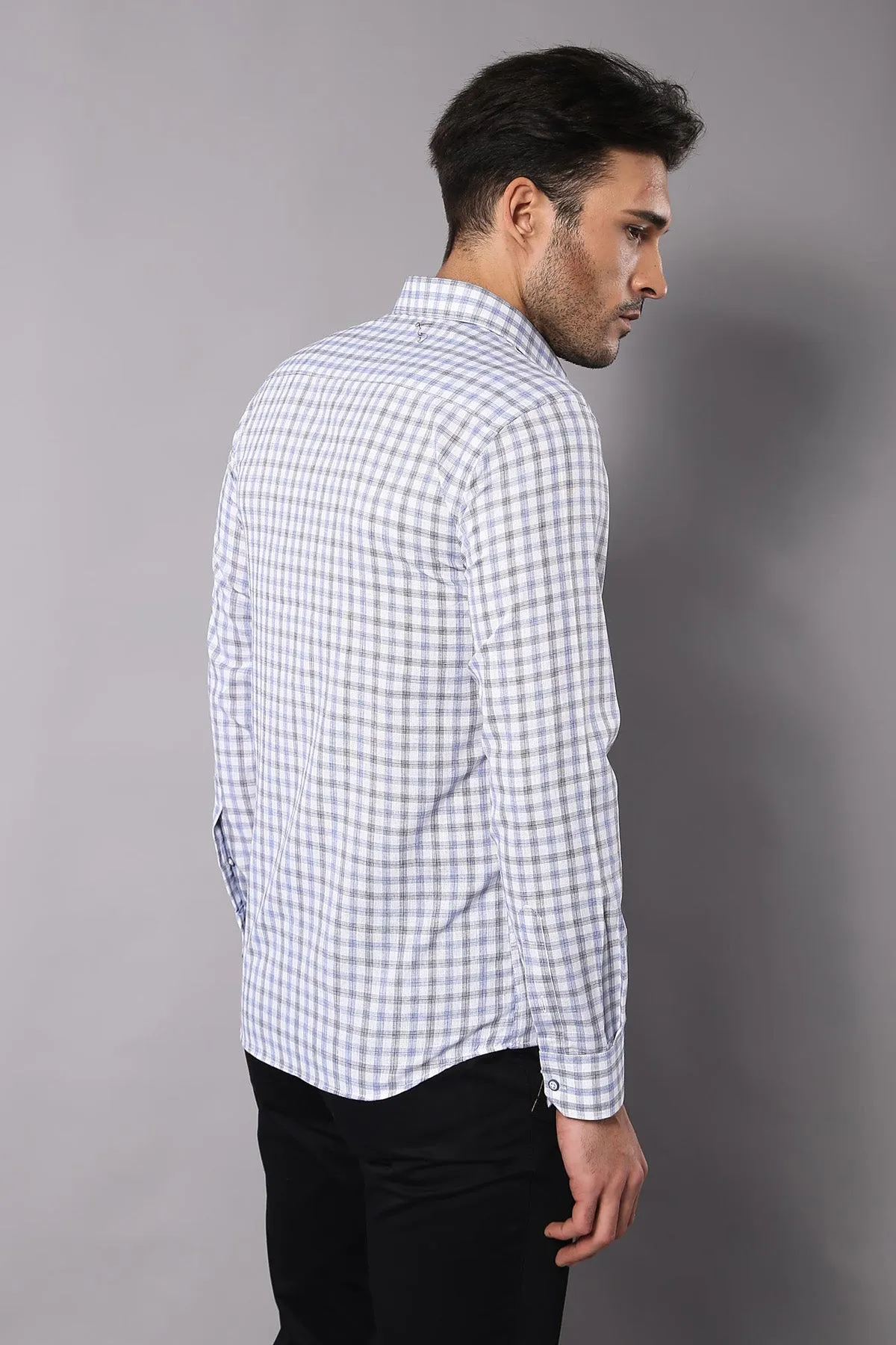 Blue Slim Fit Check Shirt - Wessi sold by Wessi product image thumbnail 2