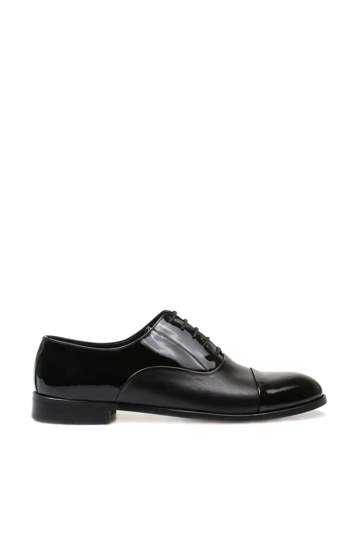 Men's Black Leather Oxford Shoes with Cap Toe and Glossy Finish - Wessi sold by Wessi