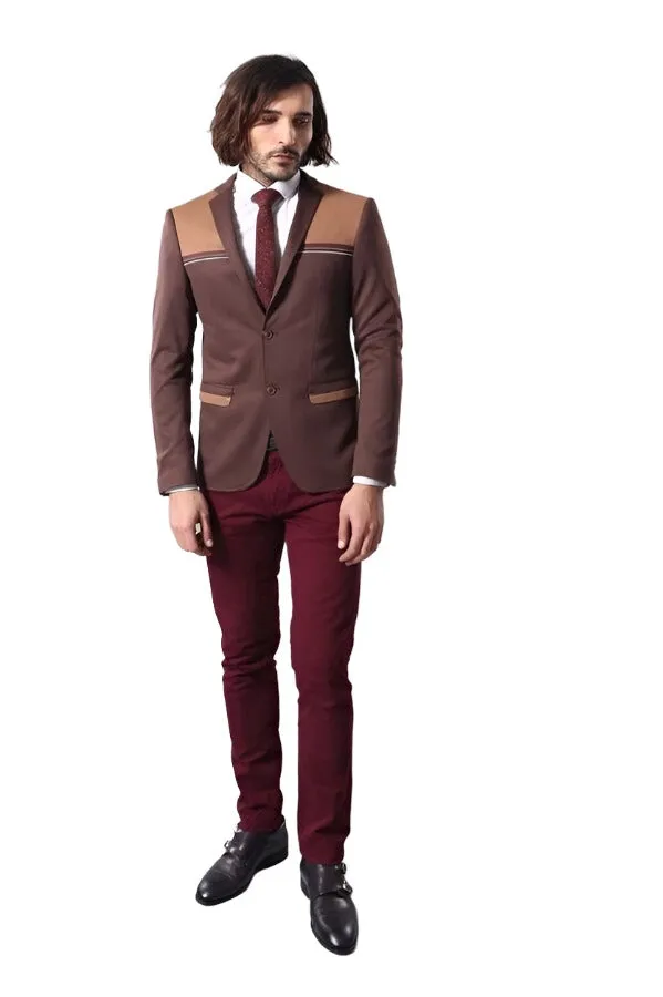 Modeled Slim Fit Brown Blazer - Wessi sold by Wessi product image thumbnail 3