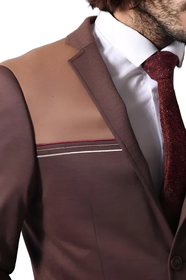 Modeled Slim Fit Brown Blazer - Wessi sold by Wessi product image thumbnail 2