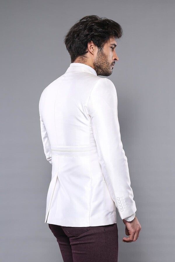 Peak Lapel Modeled White Jacket - Wessi sold by Wessi product image thumbnail 5
