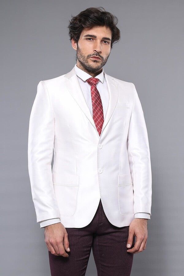 Peak Lapel Modeled White Jacket - Wessi sold by Wessi product image thumbnail 3