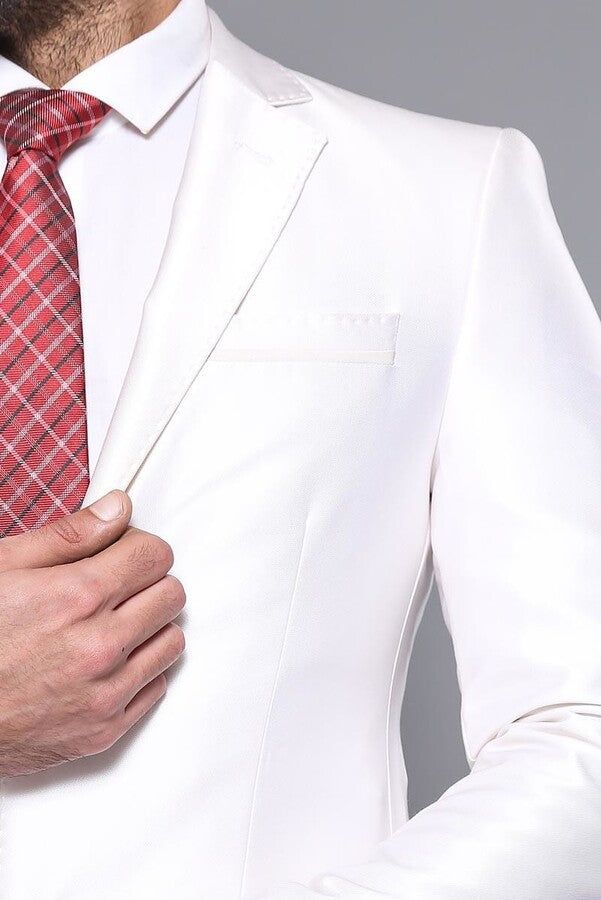Peak Lapel Modeled White Jacket - Wessi sold by Wessi product image thumbnail 2