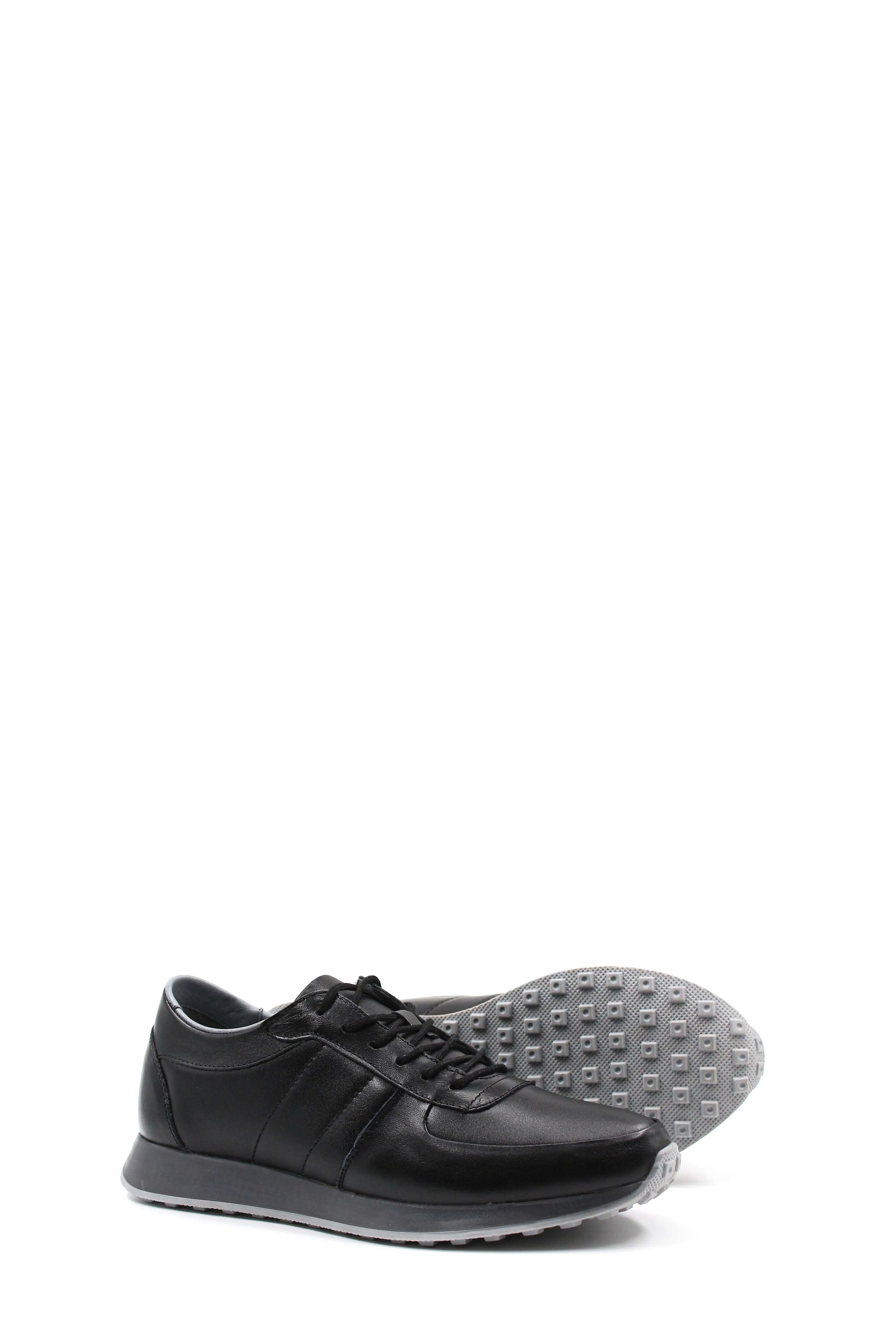 Men's Black Leather Sneakers with Grey Sole - Wessi sold by Wessi product image thumbnail 3